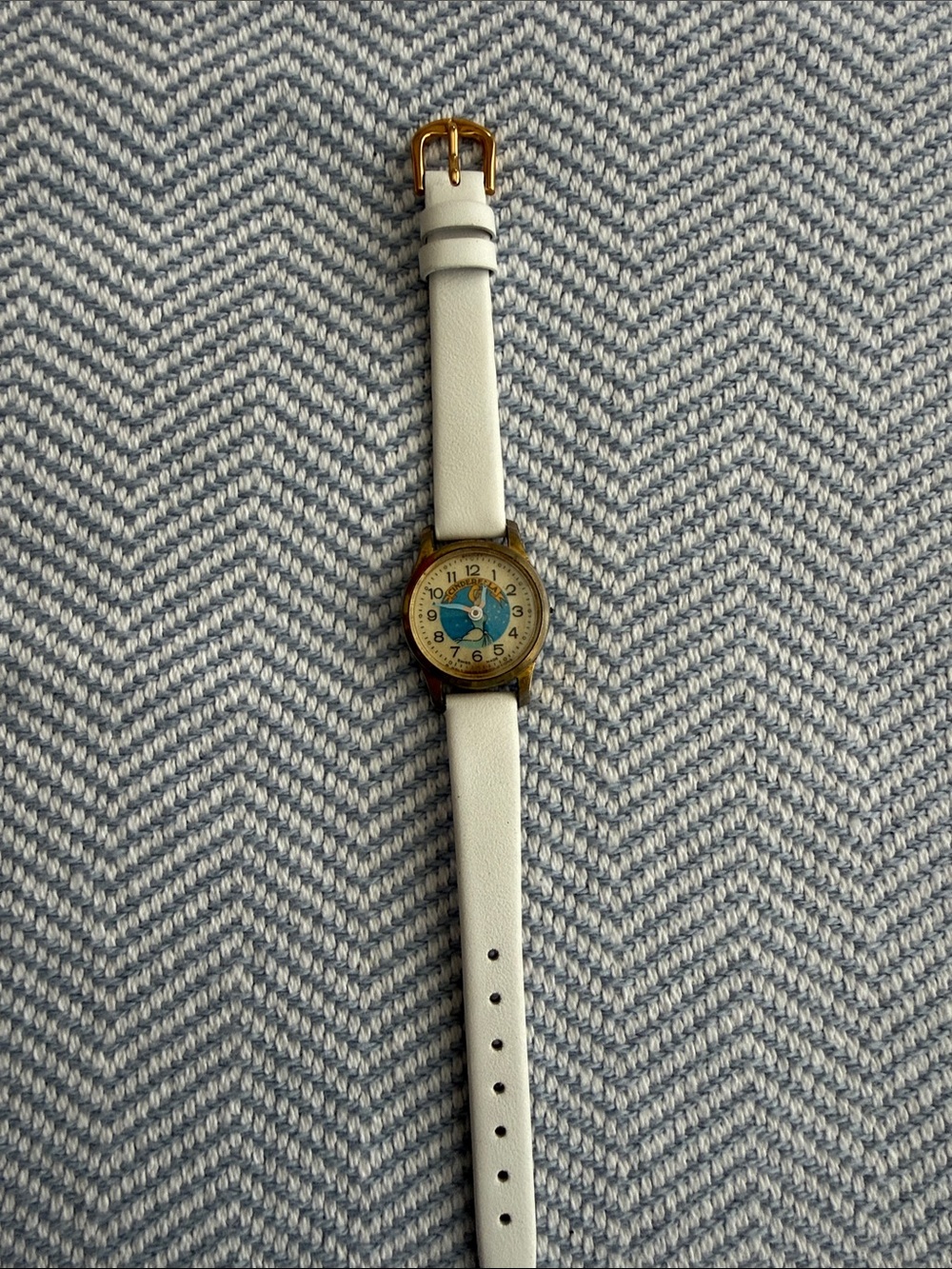 Cinderella White Strap Watch with Blue Dial Detail